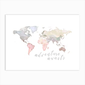 World Map Adventure Awaits No 221 Art Print