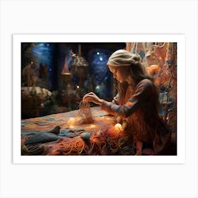 Girl Making A Bed Paintings Art Print Art Print