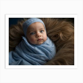 Baby In A Blue Blanket Art Print