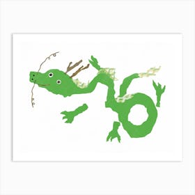 Green oriental Dragon Art Print