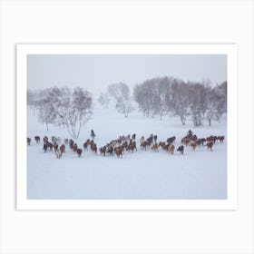 Horses In Winter Art Print