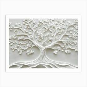 3d Relief White Tree 3 Art Print