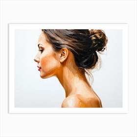 Side Profile Of Beautiful Woman Oil Painting 3 Art Print