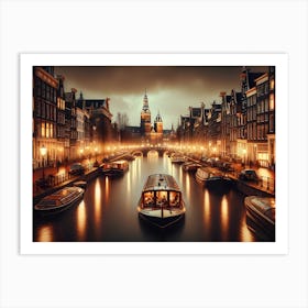 Amsterdam Canal At Night Art Print