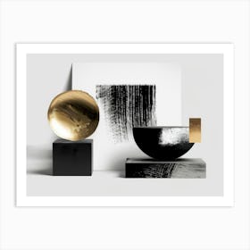 Abstract Black And Gold 8 Art Print