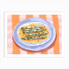 A Plate Of Asparagus, Top View Food Illustration, Landscape 4 Art Print