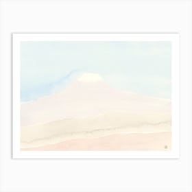 Sky Blue Fuji Mountain watercolor painting japan light blue pink baby nursery bedroom landscape minimal minimalist minimalism japanese Art Print