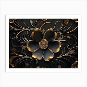 Gold Floral Wallpaper 1 Art Print