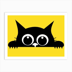 Black Cat Peeking Out Art Print