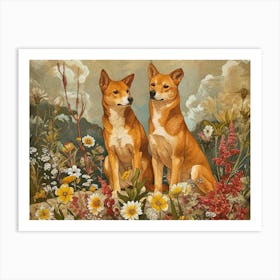 Floral Animal Illustration Dingo 4 Art Print