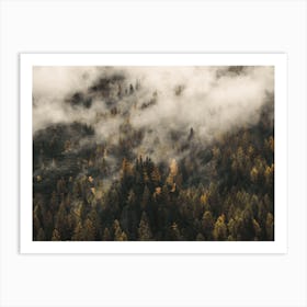 Misty Forest Scenery Art Print