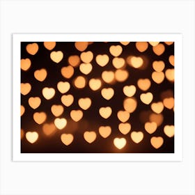 A Blurred Background Of Heart Shaped Lights In Shades Of Gold, Creating A Romantic And Festive Atmosphere 1 Art Print