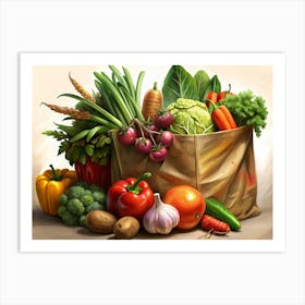 Bag Of Fresh Vegetables Art Print