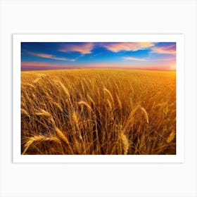 Golden Wheat Field At Sunset 1 Art Print