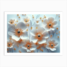 White And Orange Flowers Art Print