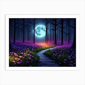 Full Moon In The Forest 2 Art Print