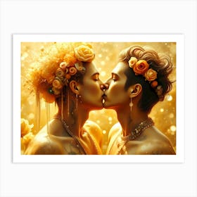 Elysian Embrace: Blossoms of Love Two Gay Lovers Kissing Póster