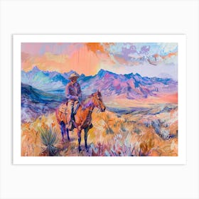 Cowboy Painting Sierra Nevada Mountains 1 Art Print