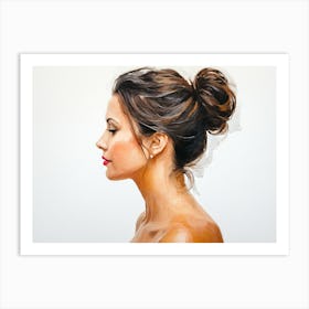 Side Profile Of Beautiful Woman Oil Painting 45 Art Print