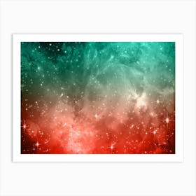 Blue Green Galaxy Space Background 1 Art Print