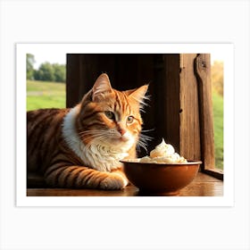 Cat With Ice Cream Art Print