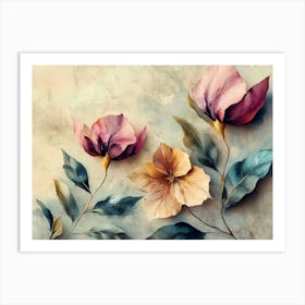 Flowers In A Watercolor Style 6 Art Print