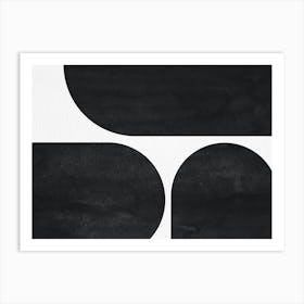 Black & White Mid-century Modern Abstract Painting Art Print