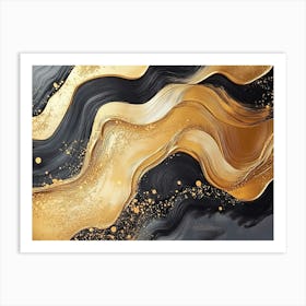 Gold And Black Abstract Painting 3 Art Print