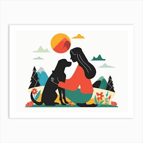 Woman With Dog Art Print