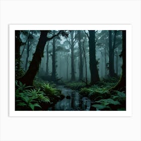 Alone in Dark Forest Art Print