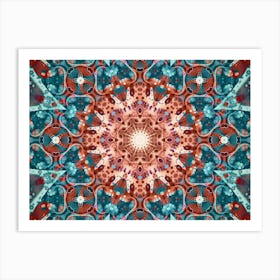 Alcohol Ink Blue And Red Abstract Pattern 6 Art Print