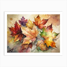 Watercolor Autumn Leaves Art Print