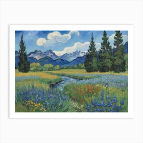 Beneath the Sky's Canvas Wildflowers In The Meadow Art Print