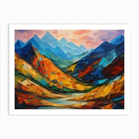 Abstract Mountain Landscape Painting Art Print