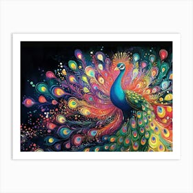 Colorful Peacock Painting Art Print