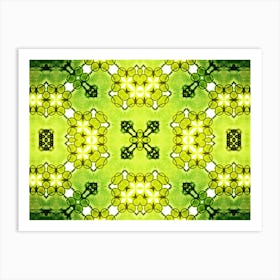 Green Watercolor Abstraction Symmetrical Pattern 2 Art Print