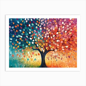 Colorful Tree With Leaves On Hanging Branches 7 Art Print