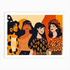 Women In Orange And Black Art Print