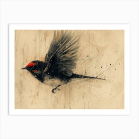 Calligraphic Wonders: Bird In Flight 2 Art Print