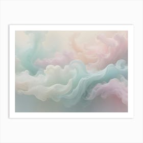 A Pastel Colored, Abstract Image Of Swirling Smoke Or Clouds, Creating A Soft And Dreamlike Atmosphere Art Print