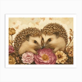 Floral Animal Illustration Hedgehog 7 Art Print