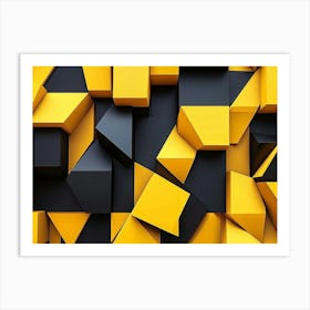 Yellow And Black Geometric Cubism Style 1 Art Print