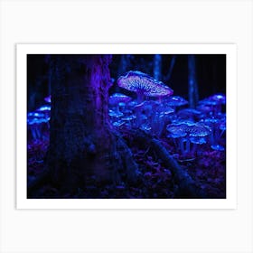 Ai Purple Bioluminescent Fungus On Tree 022202 Art Print