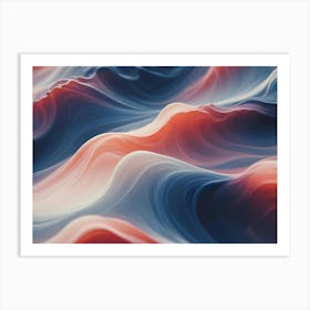 Abstract Image Of Flowing, Colorful Waves In Shades Of Blue, Red, And White 1 Art Print