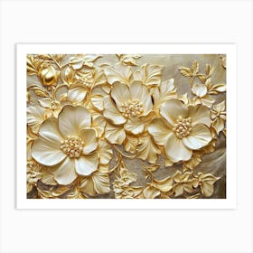 3d Gold Floral 1 Art Print