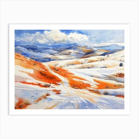 Snowy Mountain Road Art Print