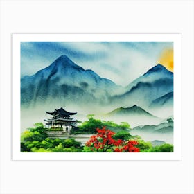 A Serene Mountain Escape Art Print