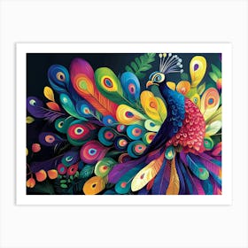 Colorful Peacock 6 Art Print