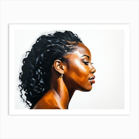 Side Profile Of Beautiful Woman Oil Painting 144 Art Print