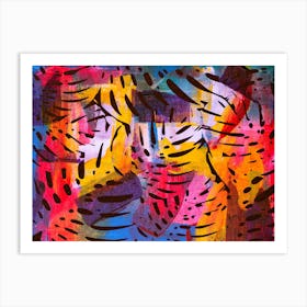 Colourful Abstract Leaves Natture Print Art Print